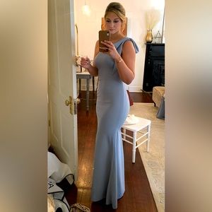 AZAZIE bridesmaid dress. Size A4. Color Dusty blue. One shoulder fitted dress